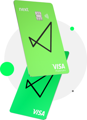 dois cartões next verde sobrepostos