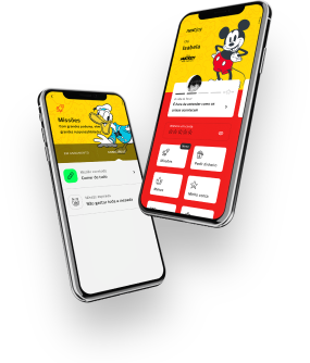 Na foto vemos duas imagens de um celular mostrando o aplicativo do nextJoy, a conta para menores do Banco next.